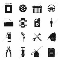 Car service maintenance simple icons set isolated on white background